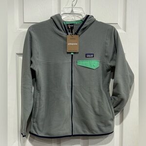 Patagonia Kids' Large Micro D Snap-T Fleece Jacket Forever Grey Hood NWT